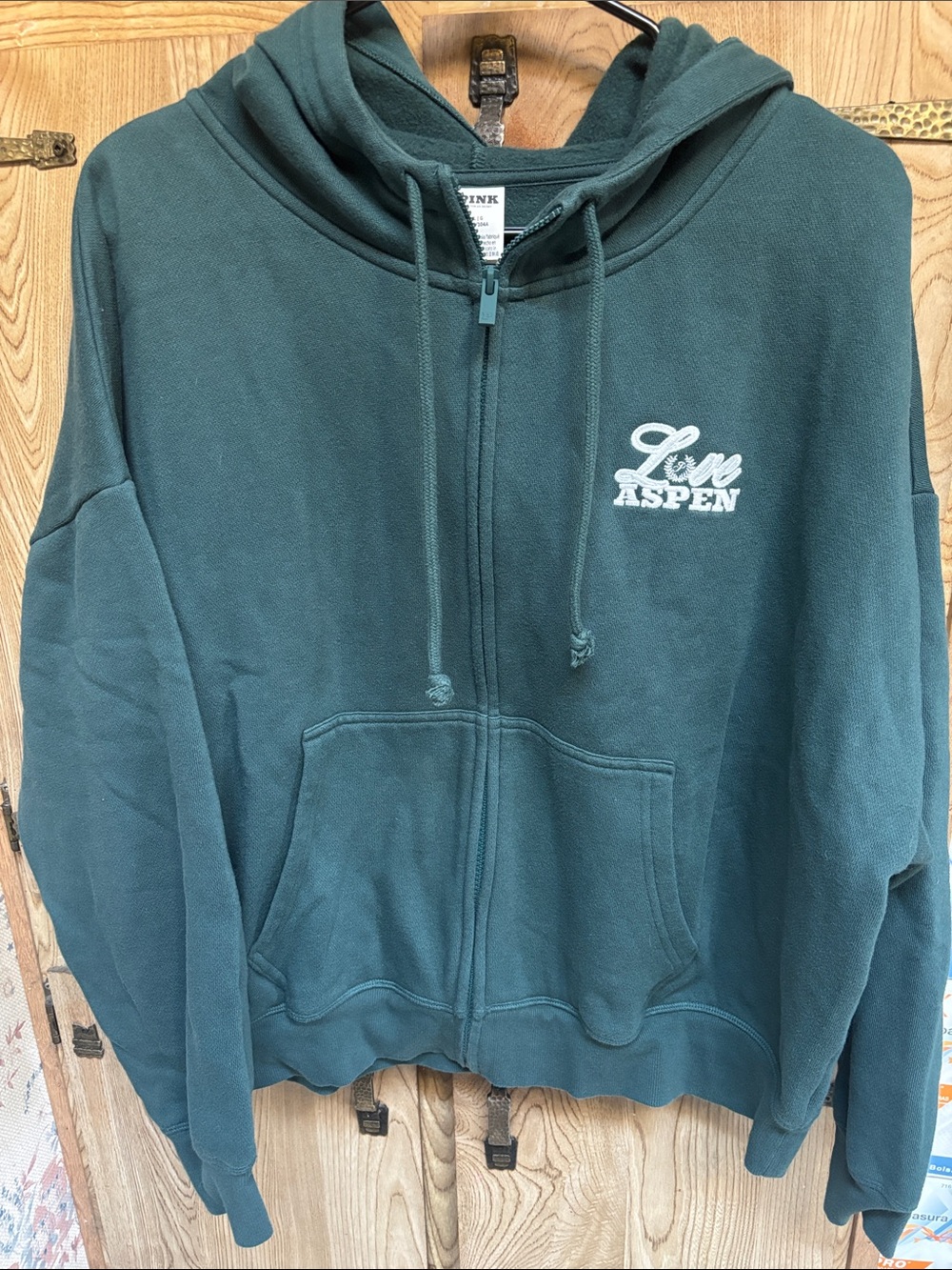 Victoria's Secret Pink "LOVE ASPEN" Campus Full Zip Hoodie and Jogger Pants